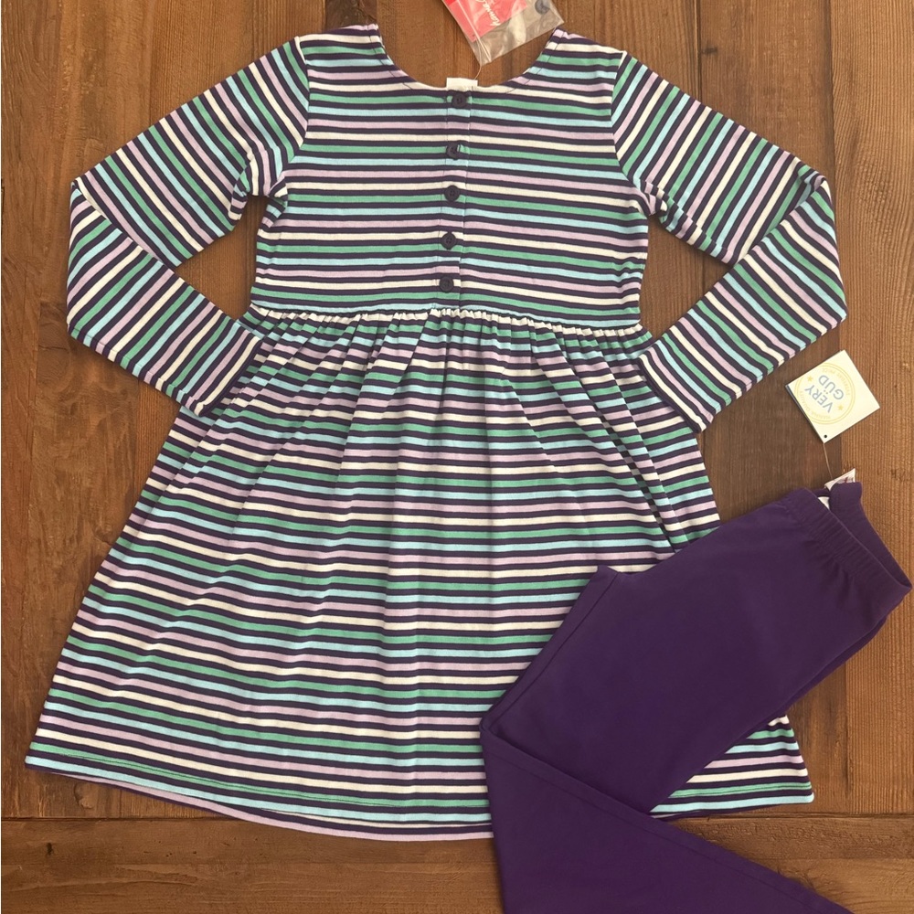 NEW WITH TAGS Hanna Andersson Girl Dress and Leggings Set size 130 (8-10 years)